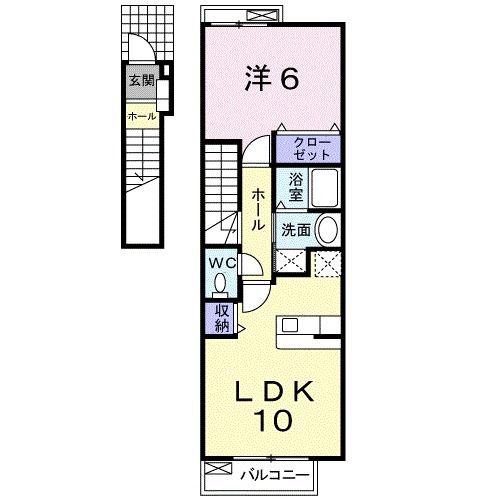 ブローディア(1LDK/2階)の間取り写真