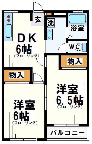 プラザながかわ(2DK/2階)の間取り写真