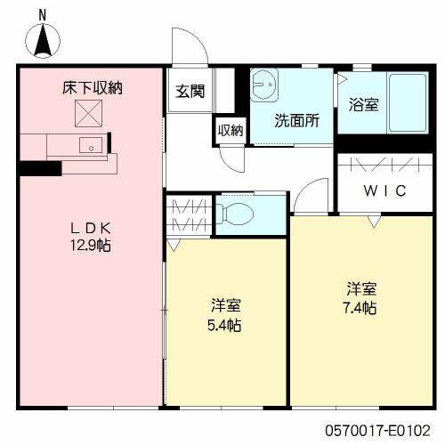 フェリーチェ桜坂 E棟(2LDK/1階)の間取り写真
