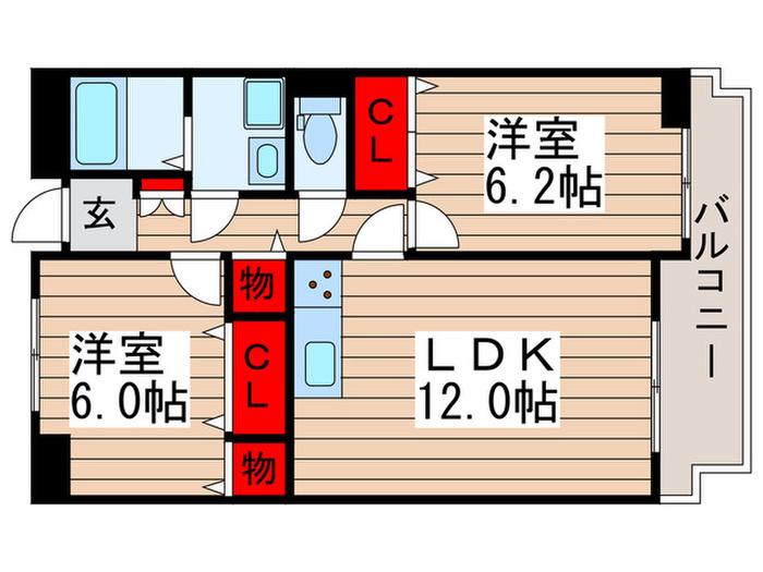 サウスワード(2LDK/3階)の間取り写真