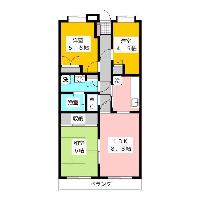 ディアホームズ鷺宮(3LDK/3階)の間取り写真