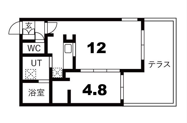 URBAN FLATS千歳(1LDK/1階)の間取り写真