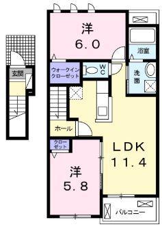 エテルナB(2LDK/2階)の間取り写真