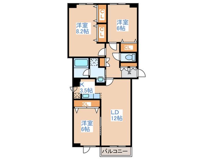 TRES MADERA(3LDK/6階)の間取り写真