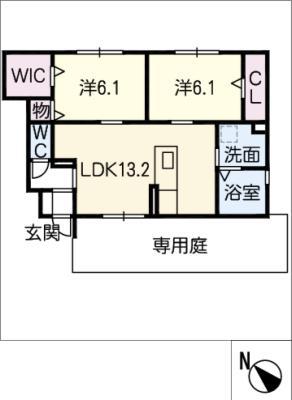 エスペランサ宮前(2LDK/1階)の間取り写真