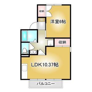 セジュール(1LDK/2階)の間取り写真