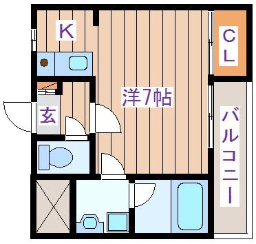メゾンアルファ北仙台(1K/1階)の間取り写真