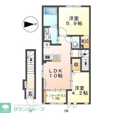 シエル エトワール(2LDK/2階)の間取り写真