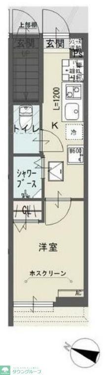 ソルナクレイシア明大前(1K/1階)の間取り写真