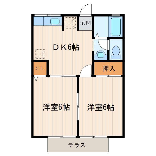 シンシナチ(2DK/1階)の間取り写真