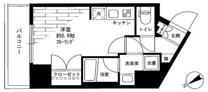 PREMIUM CUBE北品川(ワンルーム/2階)の間取り写真