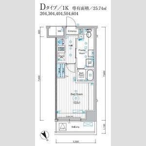 MAXIV ALIVE堀切菖蒲園(1K/2階)の間取り写真