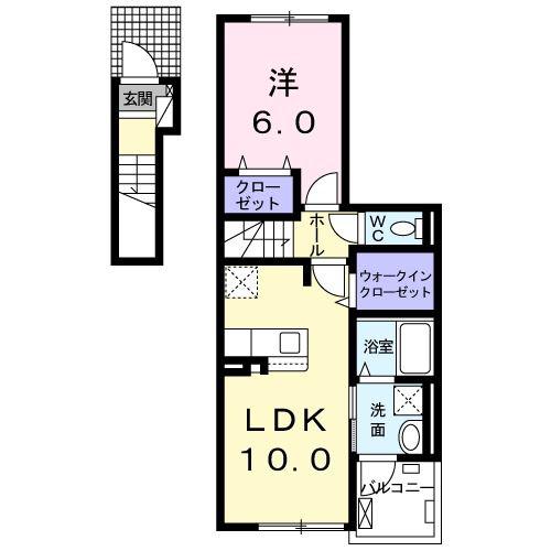 ケルンヒルズ O&M(1LDK/2階)の間取り写真