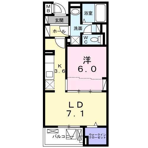 ル フィオーレ(1LDK/3階)の間取り写真