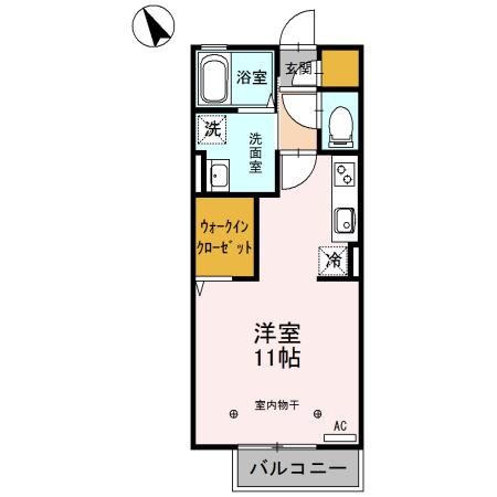 メルベーユE(ワンルーム/2階)の間取り写真