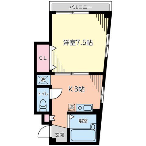コートハウスJ(1K/1階)の間取り写真