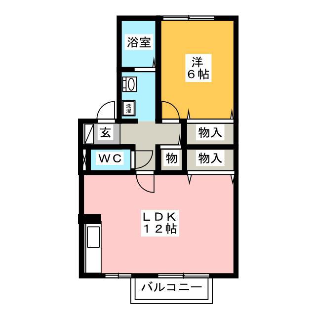 ウィルモアLIBEN B(1LDK/2階)の間取り写真