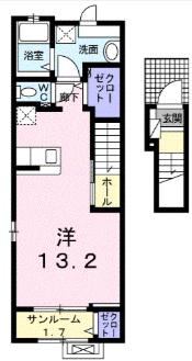 エアリーガーデン(ワンルーム/2階)の間取り写真