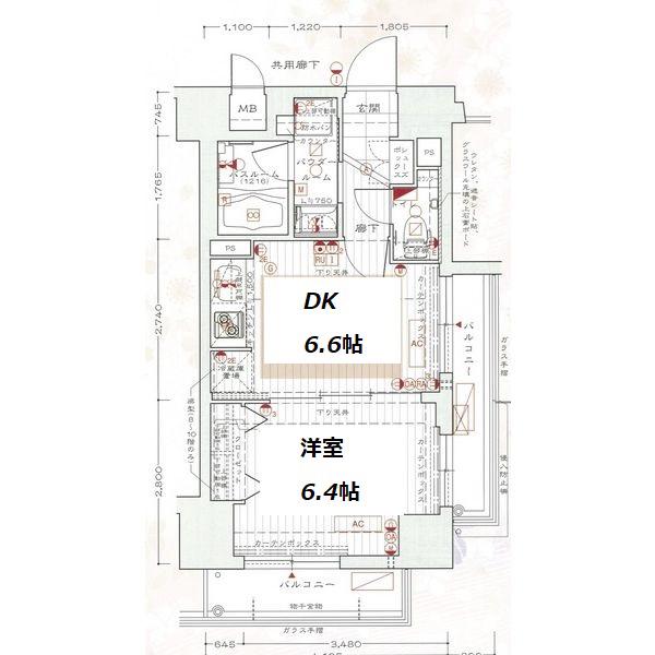 エステムプラザ京都河原町通IIレジデンシャル(1DK/9階)の間取り写真
