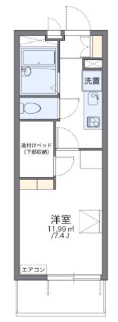 レオパレスサーティーンストーンIII(1K/2階)の間取り写真