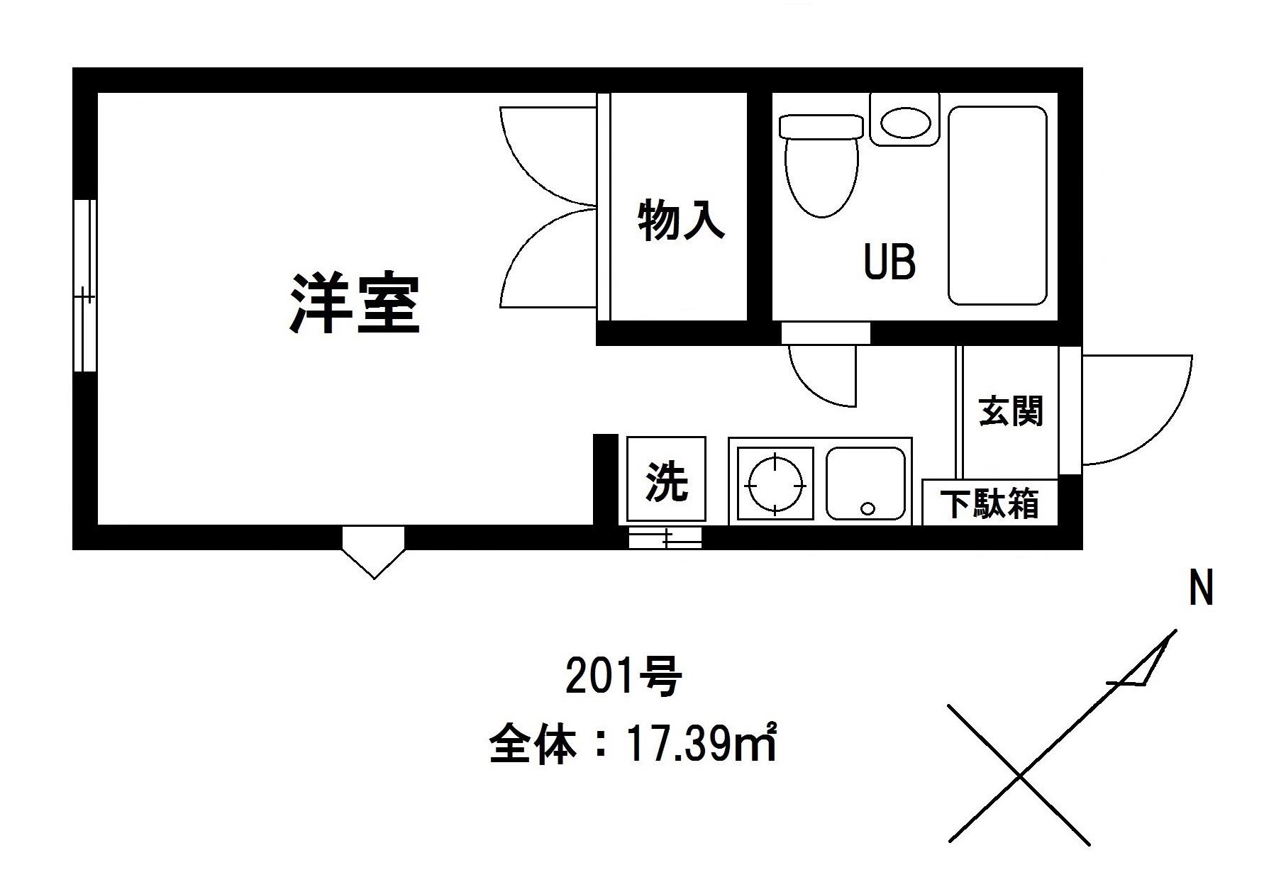 ジュマペールタカノ(ワンルーム/2階)の間取り写真