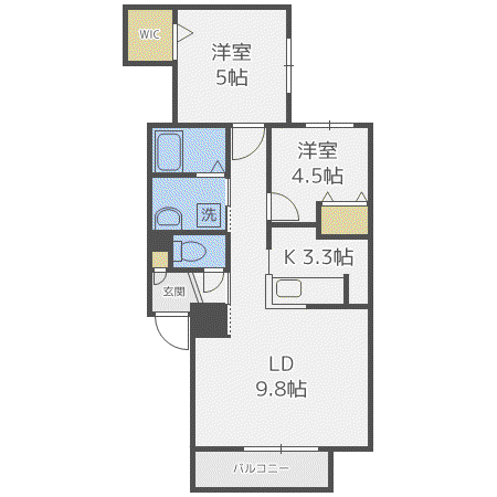 ノイ山鼻(2LDK/4階)の間取り写真