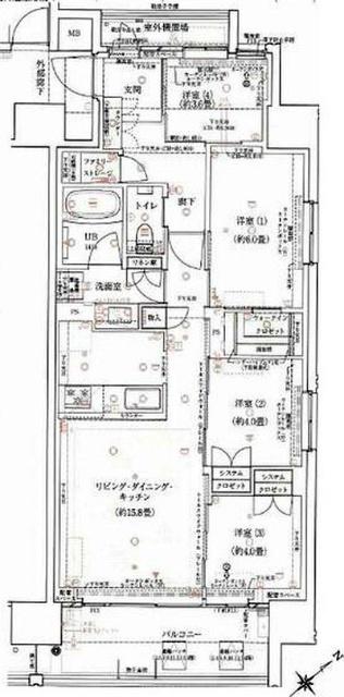 イニシア町田(4LDK/4階)の間取り写真