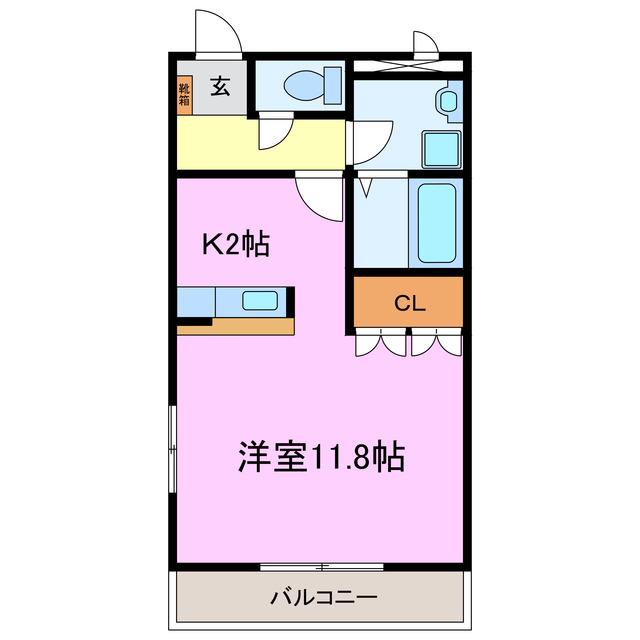 名鉄豊田線 黒笹駅 徒歩5分 2階建 築24年(1K/2階)の間取り写真