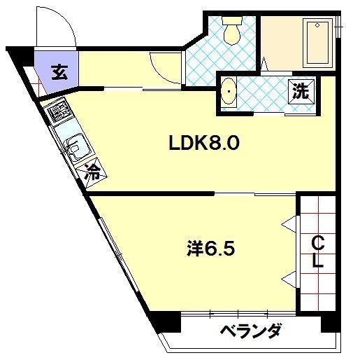 七種ビル(1LDK/4階)の間取り写真
