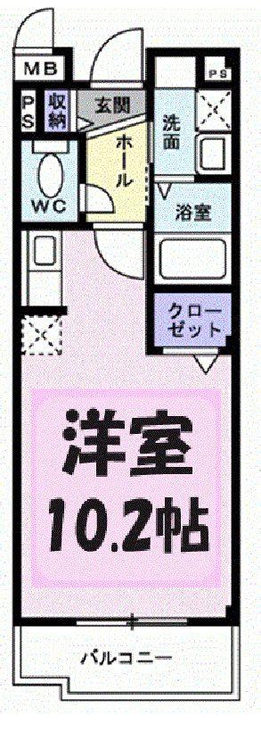 プリムローズ Ⅱ(ワンルーム/2階)の間取り写真