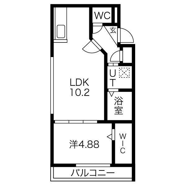 サウススクエア(1LDK/4階)の間取り写真