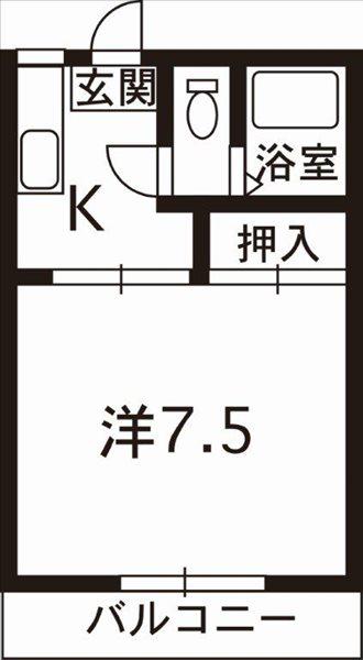 エクセルコート(1K/2階)の間取り写真