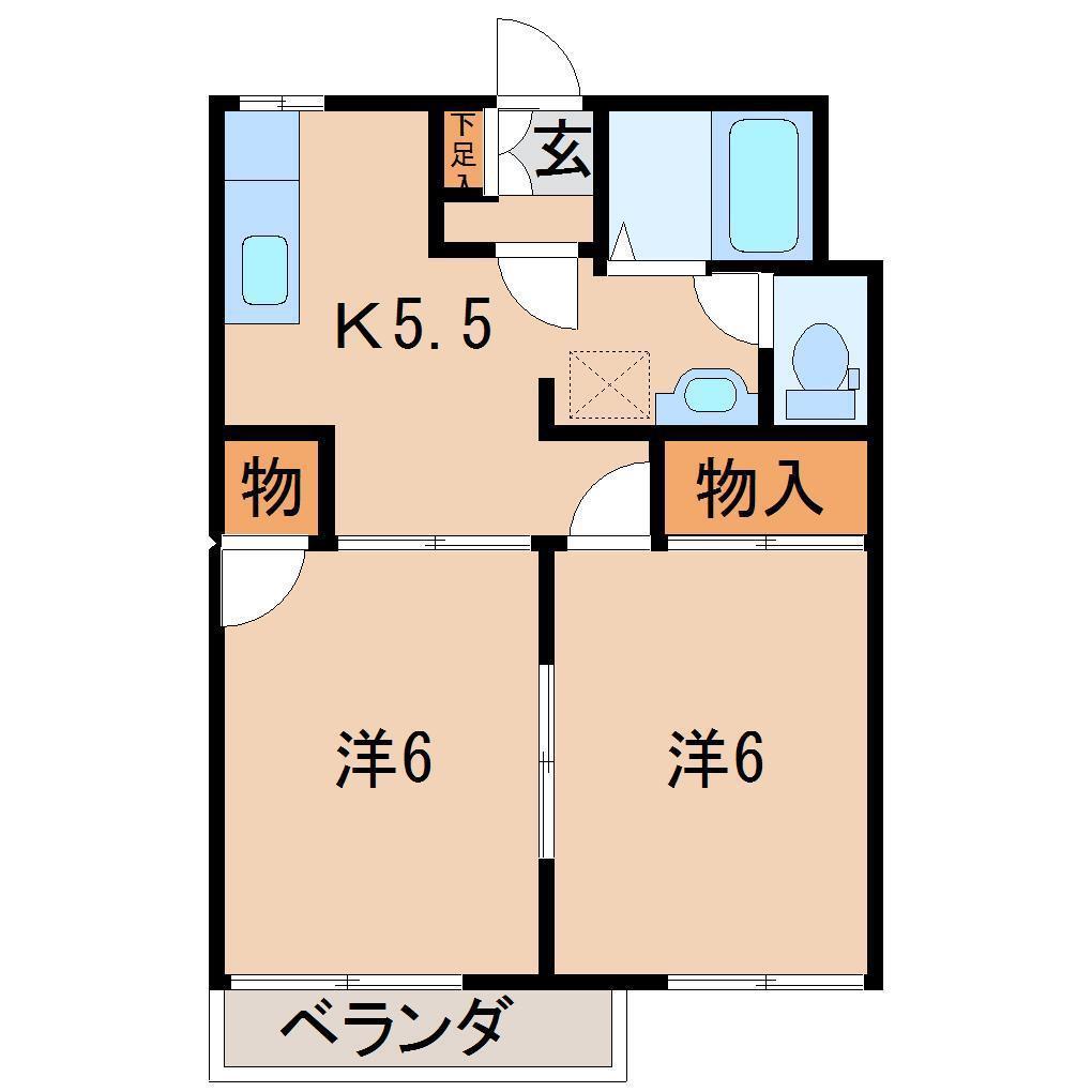 コーポサンシャイン(2K/1階)の間取り写真