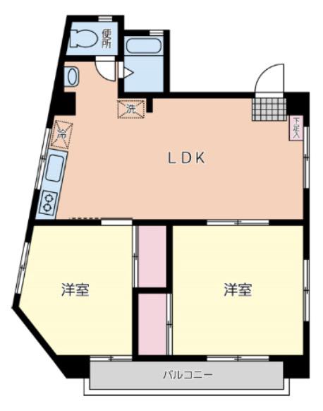 栄光ビル(2LDK/3階)の間取り写真