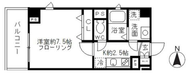リヴェールタワー綾瀬(1K/3階)の間取り写真