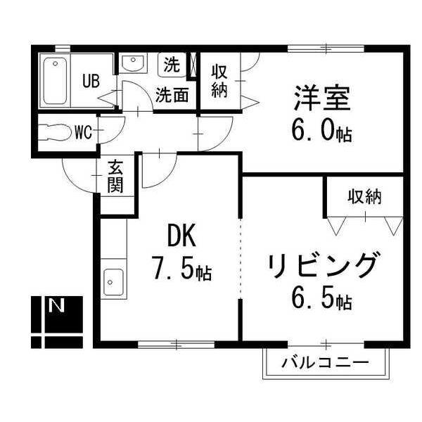 ヴェルディール(1LDK/2階)の間取り写真