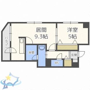 ノースアージュ中島公園(1LDK/6階)の間取り写真