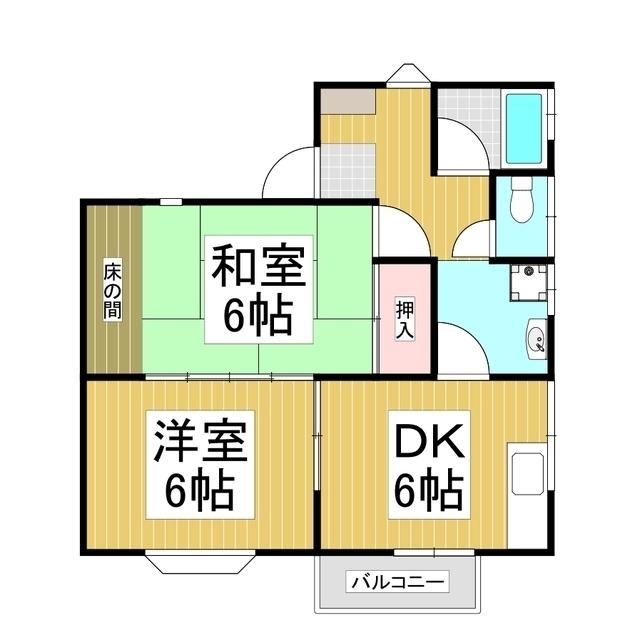 ハイツ神戸 A棟(2DK/2階)の間取り写真