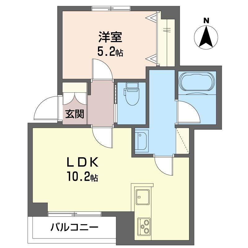 ベルメゾン 明神(1LDK/1階)の間取り写真