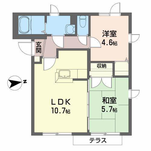キャップ類家(2LDK/1階)の間取り写真