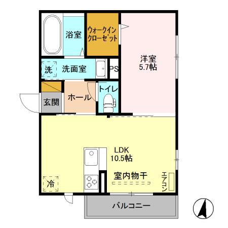 ディアコート(1LDK/3階)の間取り写真