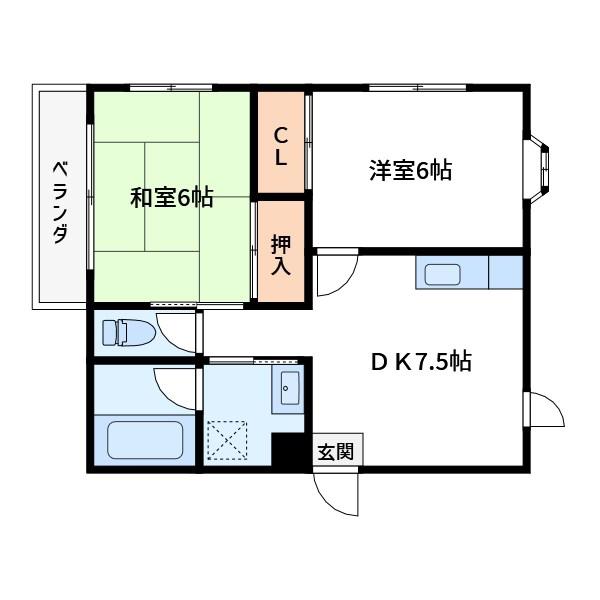 松本第1マンション(2DK/3階)の間取り写真