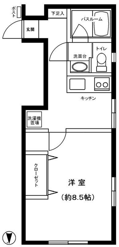 アズーロ戸田公園(1K/1階)の間取り写真