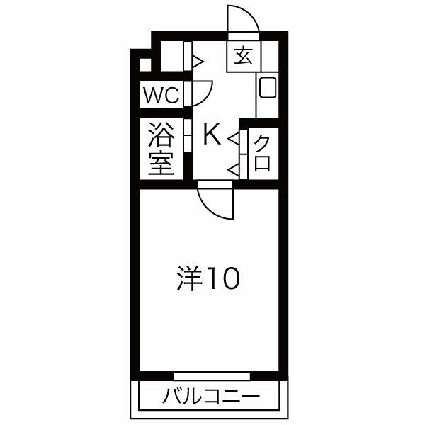 サテラ佐賀駅前(1K/2階)の間取り写真