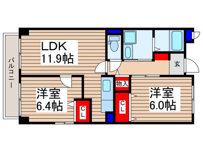 レジデンス ふじみ野(2LDK/3階)の間取り写真