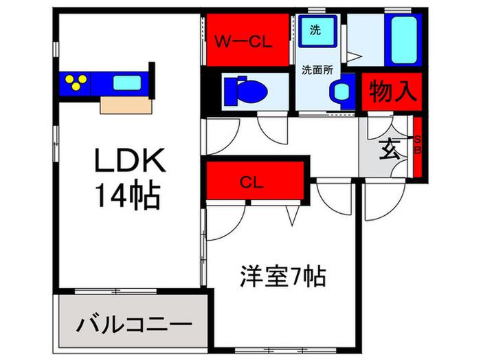 ファミールコート(1LDK/1階)の間取り写真