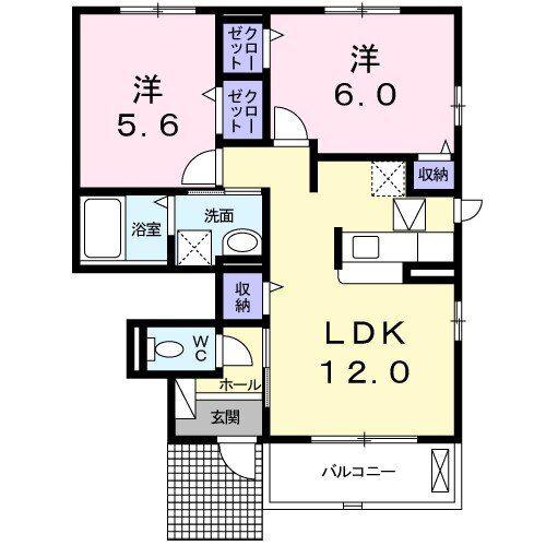グレイスヴィラIII(2LDK/1階)の間取り写真