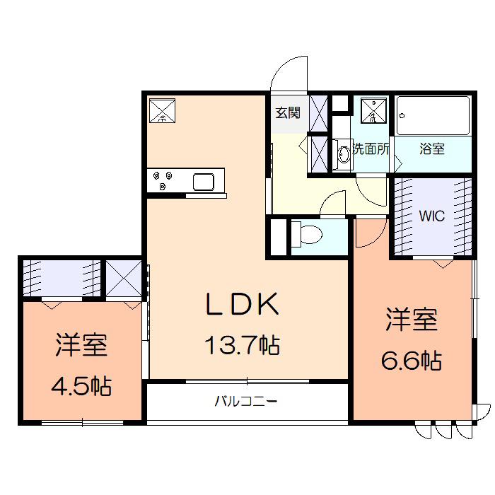 フローラ高田(2LDK/3階)の間取り写真