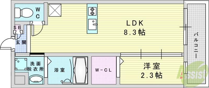 リアコート千里丘Iノース(1LDK/1階)の間取り写真