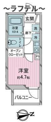 ヨーク所沢II(1K/3階)の間取り写真